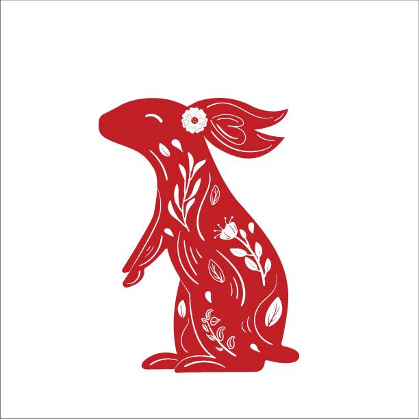 istock Chinese New Year Zodiac Rabbit with Floral Ornament 1434867291