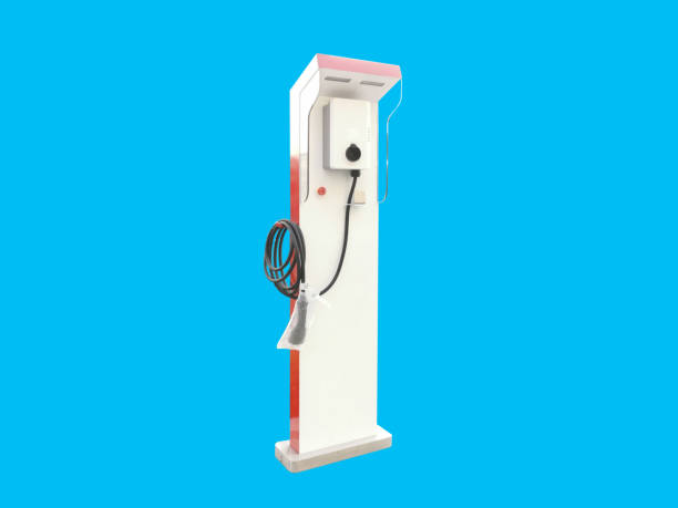 istock Electric Vehicle Charging Station (EV Charger). blue background, isolated 1434879670