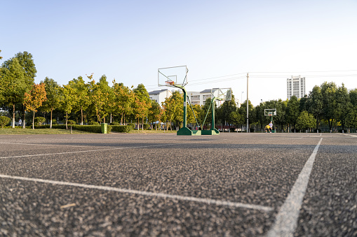 Basketball court in the afternoon