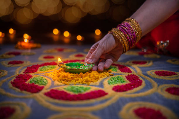 istock Traditional diya lamps lit during diwali celebration 1434884112