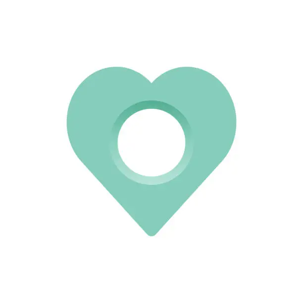 Vector illustration of Heart shape location pin