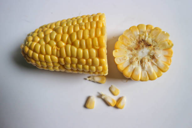 istock Corn peeled and chopped isolated on white background 1434889048