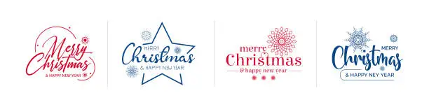 Vector illustration of Merry Christmas lettering designs. Merry Christmas & Happy New Year typography.