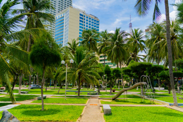 istock A city park in a seaside resort town. 1434894353