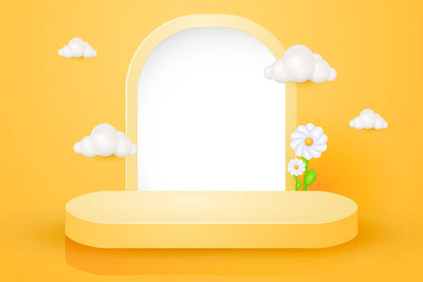 istock 3d abstract scene background yellow podium product presentation mock up show background 1434899542