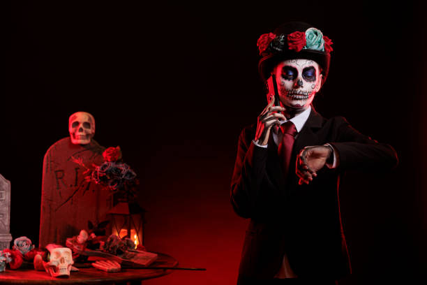 istock Lady of death talking on phone call 1434905795