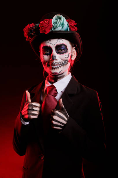 istock Santa muerte model doing thumbs up sign 1434910035