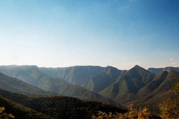 View of mountains with blue sky in background View of mountains with blue sky in background in brazil winter sunrise mountain snow stock pictures, royalty-free photos & images