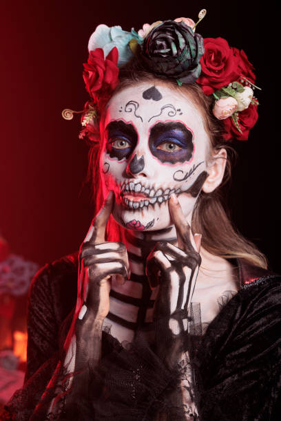 istock Spooky lady of death doing flirty kissy face 1434910343