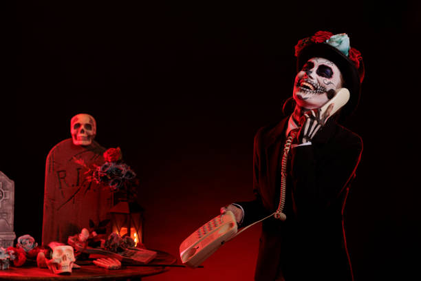 istock Lady of death model using landline phone 1434911601