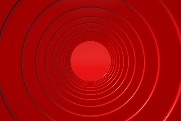 Red color empty room tunnel corridor abstract modern architecture new year Christmas background, 3d render.