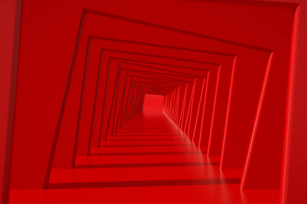 istock Red color empty room tunnel corridor abstract modern architecture new year Christmas background 1434913799