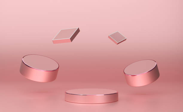 istock podium empty with geometric shapes in pink pastel composition for modern stage display and minimalist mockup ,abstract showcase background ,Concept 3d illustration or 3d render 1434924199