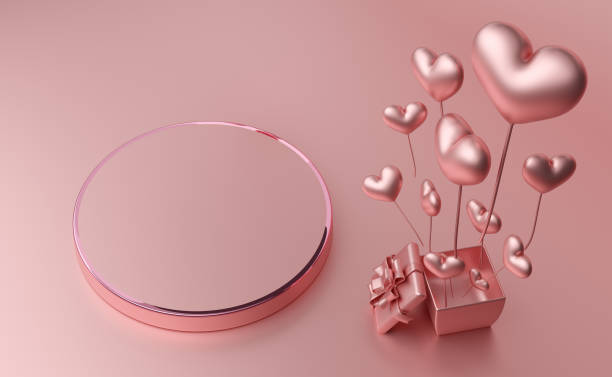 istock podium empty with geometric shapes and gift box in pink pastel composition for modern stage display and minimalist mockup ,birthday balloons and party or celebrations ,3d illustration or 3d render 1434924507