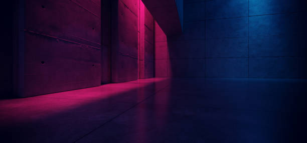 istock Car Hangar Garage Studio Rough Concrete Cement Asphalt Realistic Tunnel Corridor Hallway Showroom Warehouse Basement Spotlight Studio Underground 3D Rendering 1434925605