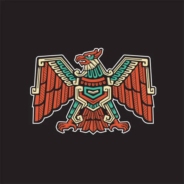 Vector illustration of aztec eagle hand drawn vector