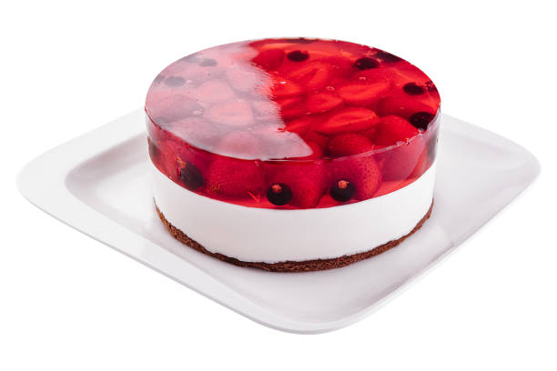 istock Fresh strawberry with currant jelly cake on plate 1434928126