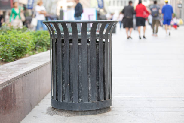 istock Metal trash bin in a city. 1434931155