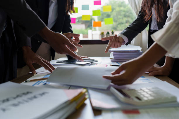 istock Group of fund manager analyzing big data for future investment 1434931657