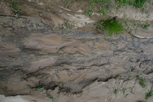 Erosion of clay soils. Leaching of black soil by precipitation.