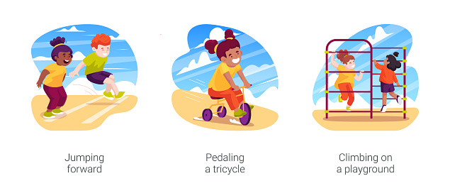 Physical Development Graphics Physical Development Milestones Isolated Cartoon Vector Illustration ...