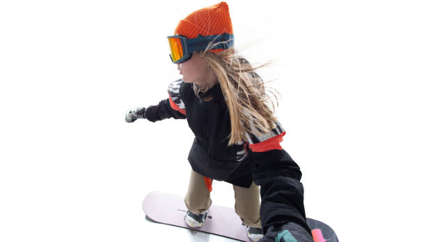istock Snowboarder girl isolated 1434935830