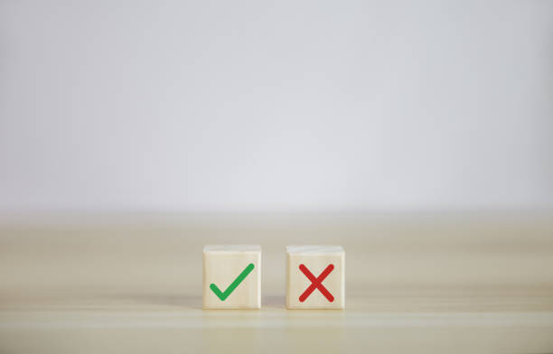 istock Wooden blocks show right and wrong signals, concepts, decisions, votes, and think yes or no. Business options for difficult situations true and false symbols 1434935855