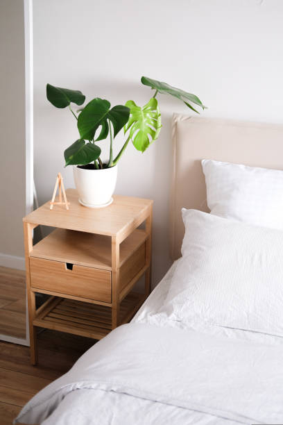 istock Room interior with bedside table and Monstera plant 1434938260