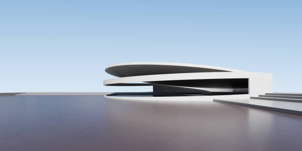 istock 3d render of abstract futuristic architecture with concrete floor. 1434939199