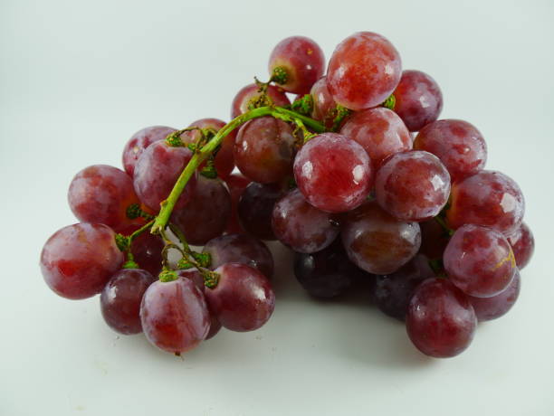 Red grape in white background stock photo