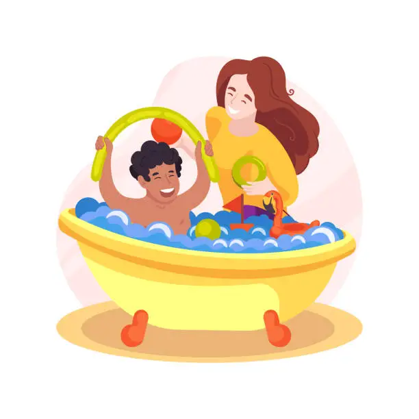 Vector illustration of Bathing isolated cartoon vector illustration.