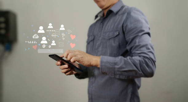 istock Searching Browsing Internet Data Information Networking Concept, Businessman use smartphone for find data on networking, copy space. 1434943139