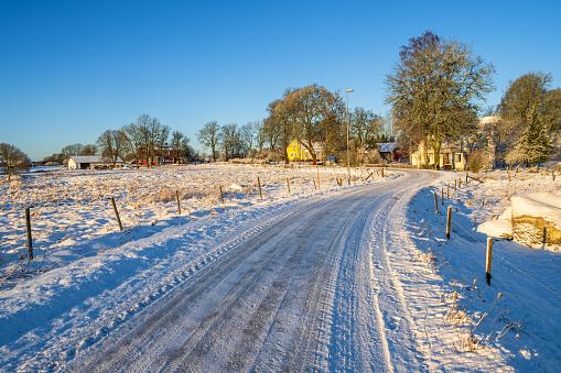 Winter road in the countryside