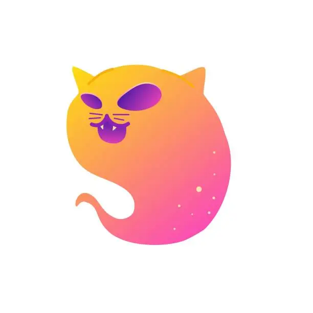 Vector illustration of Cute illustration with mystical shiny cat. Magic characters of cat with stars and wings. Esoteric cartoon neon style.
Cute cats for printing on fabric. Vector.