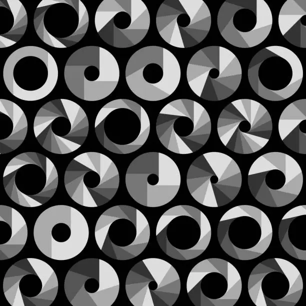 Vector illustration of Grayscale aperture shapes, 2 to 13 segments, varying hole sizes