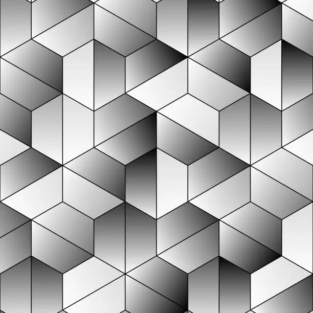 Vector illustration of Halved gradient hexagons in honeycomb pattern