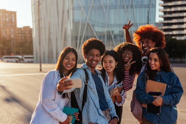 istock Students take selfie outdoors. 1434948052