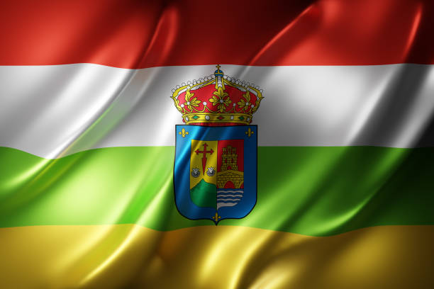 3d rendering of a silked La Rioja Spanish Community flag
