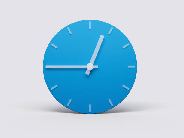 istock Minimal Clock time 12:45 o'clock or Twelve Forty Five on light pastel background 3d illustration 1434960808