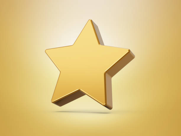 istock Golden star icon isolated on white background. 3d illustration 1434961084