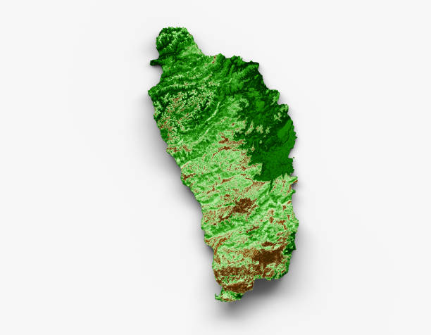 istock Dominica Topographic Map 3d realistic map Color 3d illustration 1434961293