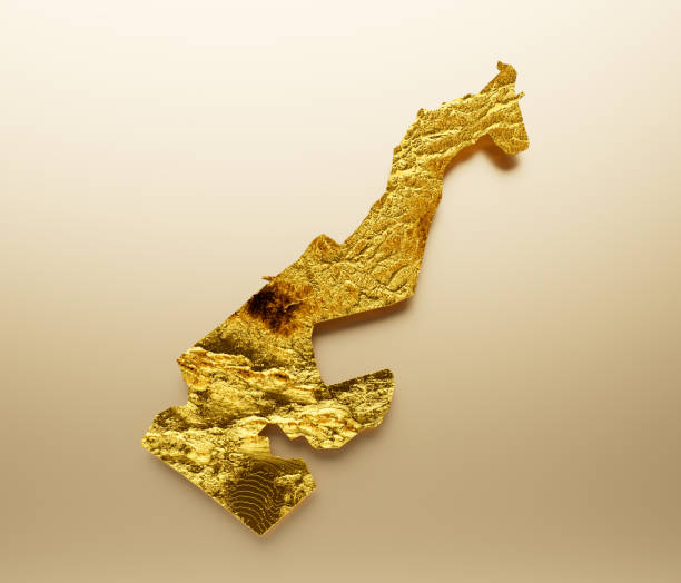 istock Monaco Map Golden metal Color Height map Background 3d illustration 1434961855