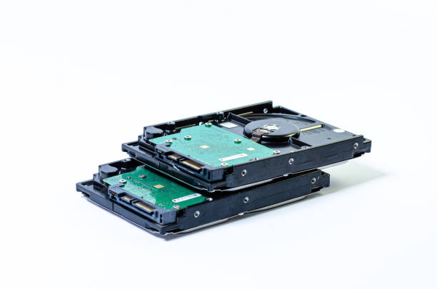 istock Hard disk drive HDD of different size isolated on white. 1434962082