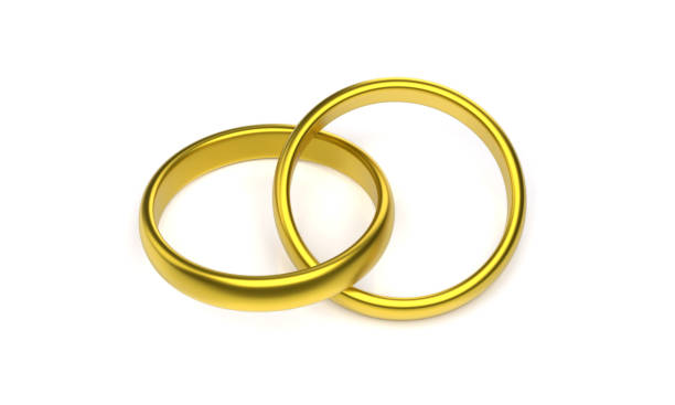 istock Golden Wedding Rings On White Background 1434963560