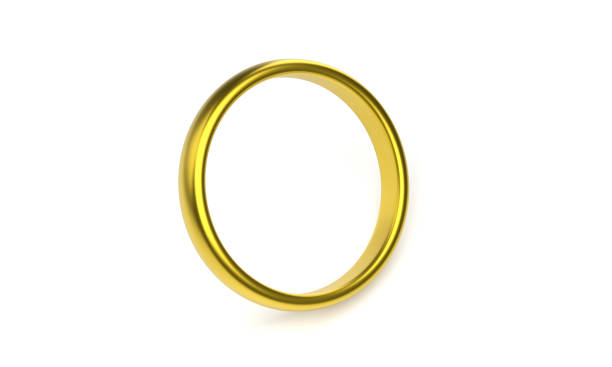 istock Golden Wedding Ring On White Background 1434965276
