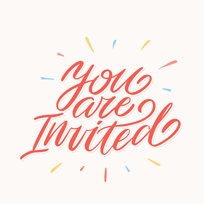 You are invited. Invitation card. Hand lettering. Vector illustration.