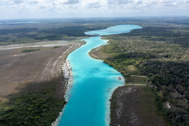 istock Drone view of beautiful lagoon in Bacalar Mexico 1434968972