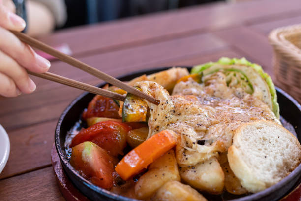 raclette cheese and vegetables