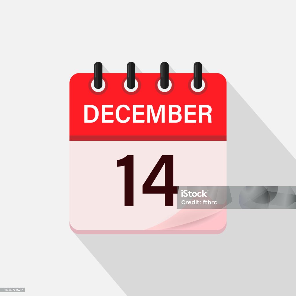 December 14 Calendar Icon With Shadow Day Month Flat Vector december-14-calendar-icon-with-shadow-day-month-flat-vector