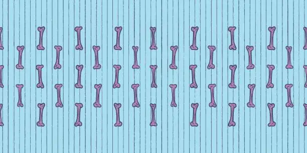 Vector illustration of Vector pink bones blue striped seamless pattern